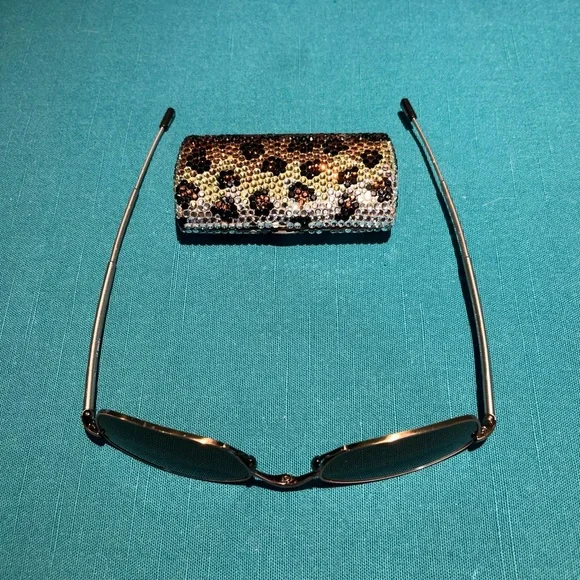 Swarovski crystal eyewear cases with glasses